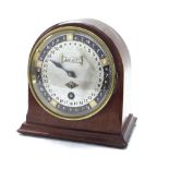 Mahogany Day Date Calendar, with a silvered dial, 6.75" high