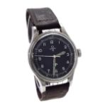 Omega RAF issue stainless steel gentleman's wristwatch, circa 1953, ref 2777-1, the black dial