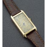 14k rectangular lady's wristwatch, the gilt dial with Arabic numerals branded 'Partia', signed
