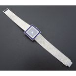 Piaget 18ct white gold gentleman's dress bracelet watch, square lapis lazuli dial and bezel with