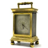 Interesting brass carriage clock with fusee watch movement signed Chas Haley, London, no. 2088,