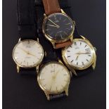 Four Smiths Astral gold plated gentlemen's wristwatches (4)