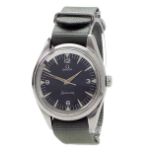 Omega Railmaster stainless steel gentleman's wristwatch, circa 1960, the black dial with Arabic