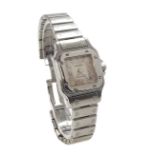 Cartier Santos stainless steel automatic lady's bracelet watch, ref. 2423, the silvered dial with