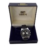 Tissot Seastar chronograph stainless steel gentleman's wristwatch, tachymeter bezel, the black