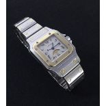 (68) Cartier Santos moon phase steel and gold lady's bracelet watch, ref. 119902, case no. C4717,