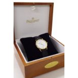 EP Pequignet Compagnie Bancaire 1946-1996 gold plated dress watch, white dial with date aperture,