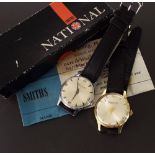 Smiths Astral National 17 gold plated gentleman's wristwatch; together with a Smiths Astral National