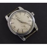 Omega automatic stainless steel gentleman's wristwatch head, circa 1950/51, the circular silvered