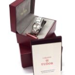 Tudor Princess Date Quartz stainless steel bracelet lady's watch, circa 1994, the silvered dial with