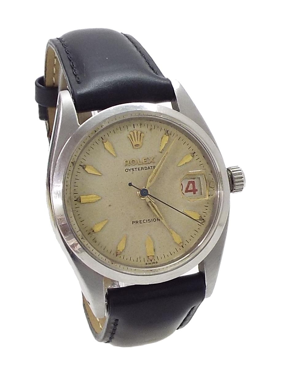 Rolex Oysterdate Precision stainless steel gentleman's wristwatch, ref. 6494, ser. no. 217824, circa