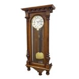 Walnut three weight Grand Sonnerie Vienna regulator wall clock, the 6.25" dial within a glazed