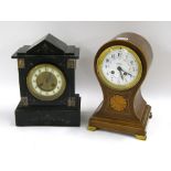 French walnut two train balloon mantel clock, the S. Marti movement striking on a gong, the 4.25"
