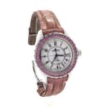Chanel J12 automatic wristwatch, the bezel set with pink sapphires and diamonds, white dial with