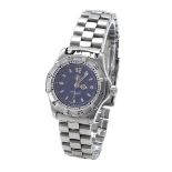 Tag Heuer 2000 Series stainless steel lady's bracelet watch, ref. WK1313, ser. no. RA4264, blue