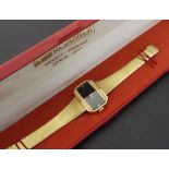 Roamer gold plated lady's bracelet watch in original box, black dial, 17 jewels, 27mm
