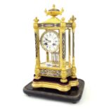 Good French ormolu and cloisonne two train mantel clock, the Vincenti movement striking on a gong,