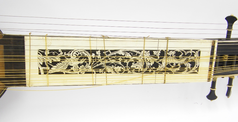 Fifteen-course chitarrone or theorbo, Italian, 17th century and later, the body of thirty ebony ribs - Image 6 of 11