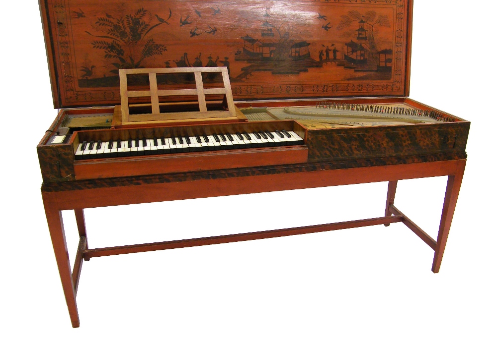 An unfretted clavichord by Johann Adolph Hass, Hamburg, 1761, the case exterior painted with