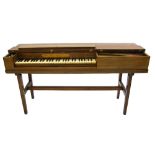 A square piano by Johannes Pohlmann, London, 1773, the mahogany case with holly stringing, the