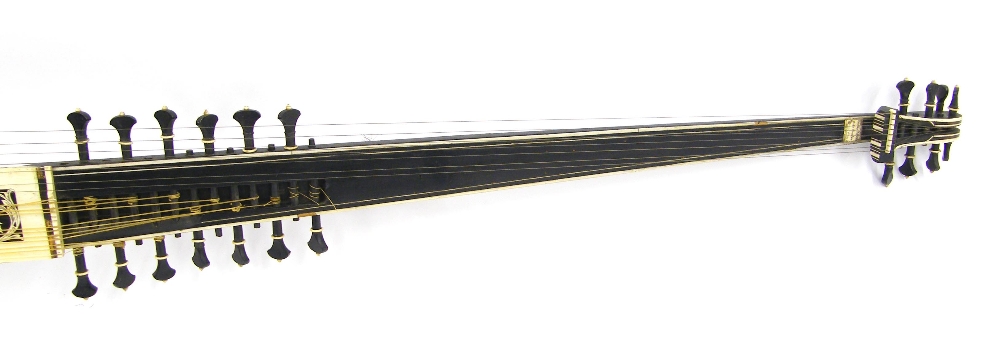 Fifteen-course chitarrone or theorbo, Italian, 17th century and later, the body of thirty ebony ribs - Image 5 of 11