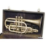 York & Sons silver plated cornet, hard case (a.f)