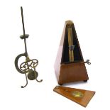 Pinfolds patent metronome, the adjustable slide inscribed 'Pinfolds, Rd no. 12445, Brevete, S.C.D.