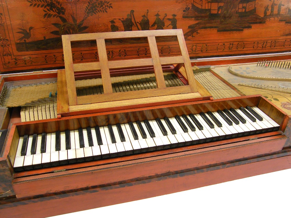 An unfretted clavichord by Johann Adolph Hass, Hamburg, 1761, the case exterior painted with - Image 11 of 12