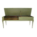 An unfretted clavichord by Pehr Lindholm, Stockholm, 1794, the exterior of the case painted grey,