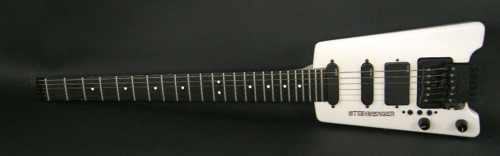 Steinberger GL4 left-handed electric guitar, circa 1989, ser. no. 6597, white finish with some light