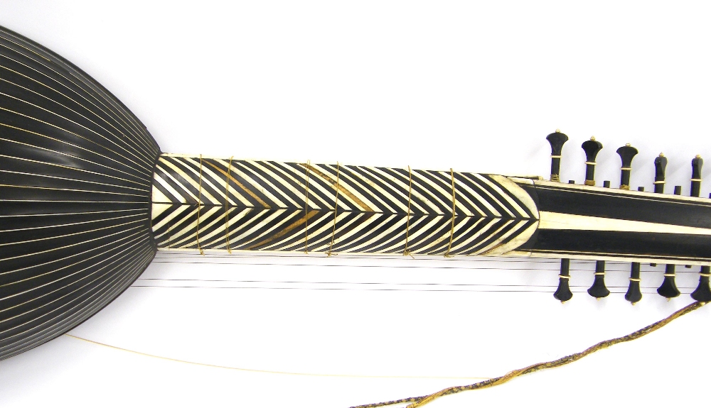 Fifteen-course chitarrone or theorbo, Italian, 17th century and later, the body of thirty ebony ribs - Image 10 of 11