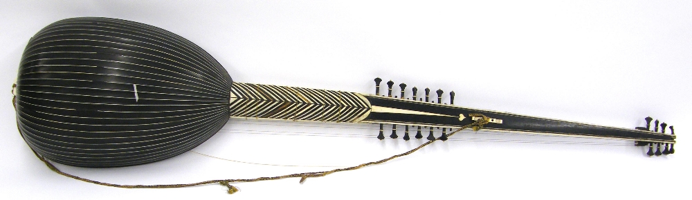 Fifteen-course chitarrone or theorbo, Italian, 17th century and later, the body of thirty ebony ribs - Image 2 of 11