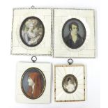 Collection of four various oval portraits in piano key frames (4)