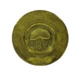 Circular brass charger designed by William James Neatby, centrally decorated with a stylised tree