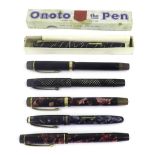 Onoto, De La Rue - five fountain pens, one with original box (5)