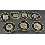 English early 19th century part porcelain dessert service, pattern 1198, painted with floral