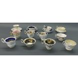 H & R Daniel - four teacups and saucers; together with eight various teacups in differing patterns