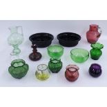 Large collection of 19th century and later coloured glassware to include jugs, dishes, vases etc (