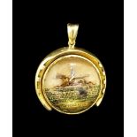 Essex crystal yellow gold horseshoe pendant, depicting a racehorse titled 'Woodbrook', 24mm