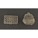0.925 import silver beaded pill box, with hinged lid enclosing a gilded interior, maker RR, 1.75"
