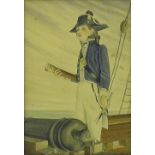 19th Century English School - portrait study of possibly a young Horatio Nelson, monogrammed JRD and