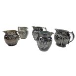 Five assorted pearlware and 19th century silver resist lustre jugs (a.f) (5)