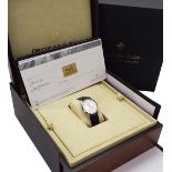 Dreyfuss & Co 1946 stainless steel gentleman's quartz dress watch, ref. DGS00001/02, black leather