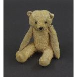 Small mohair stuff bear with articulated limbs, 5.75" long