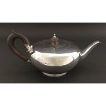 1920s silver ovoid tea service comprising teapot, twin handled sucrier and milk jug, maker marks