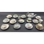 Newhall - assorted porcelain tea bowls and saucers; together with various Newhall teacups and