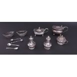 Collection of various silver cruet items to include salts, mustards, spoons etc, 10oz approx (11)