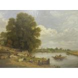By William Delamotte (1775-1863) - 'Walgrave Ferry', signed, titled and dated 1846 verso, ex