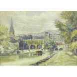 Early 20th Century School - landscape study of the weir and Pulteney Bridge in Bath, unsigned,