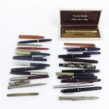 Pens - collection of various fountain and ballpoint pens to include boxed Schaeffer 14ct nib